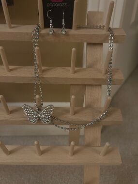 paparazzi Silver Crystal Butterfly Necklace